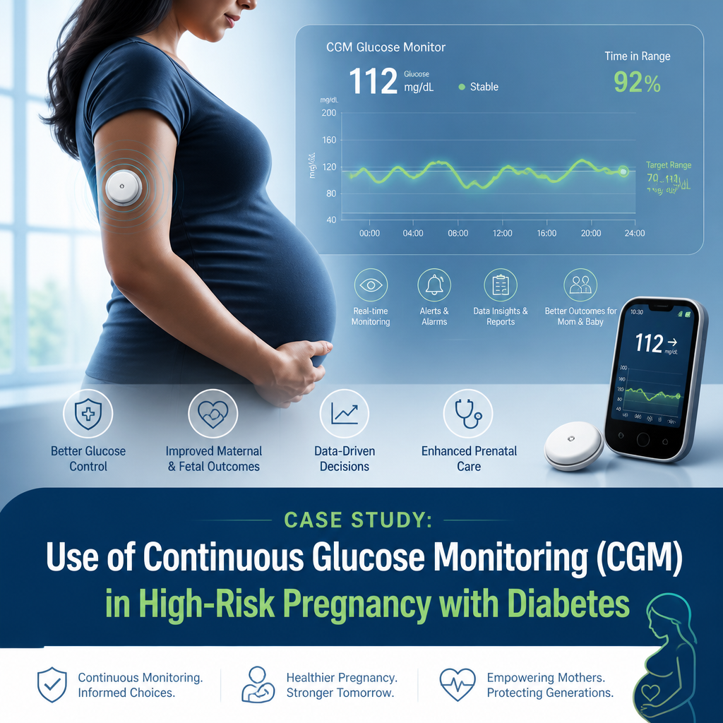 Case study: Use of Continuous Glucose Monitoring (CGM) in High-Risk Pregnancy with Diabetes.