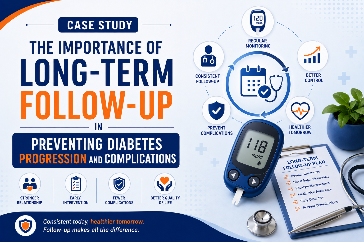 Case Study : The Importance of Long-Term Follow-up in Preventing Diabetes Progression and Complications .
